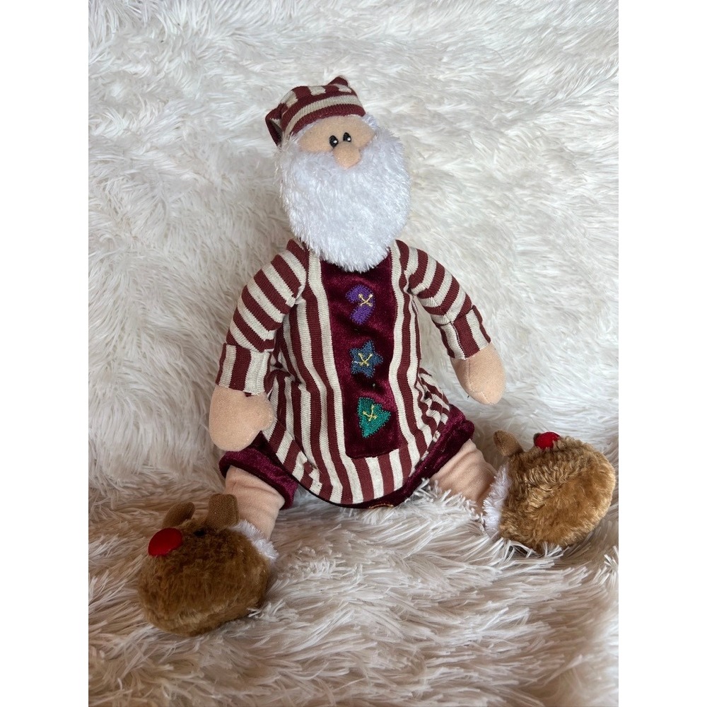 Ole St Nicklesby Santa Plush 10" Christmas Whimsical‎  Cozy Reindeer Slippers